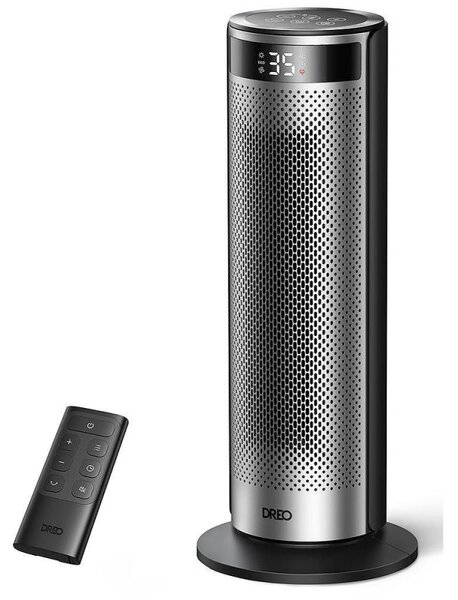 Вентилаторна печка DREO Solaris 628, 2000W, До 25 м2, 5 режима, 5-35C, HeatShield360, Таймер, Черен/Сив
