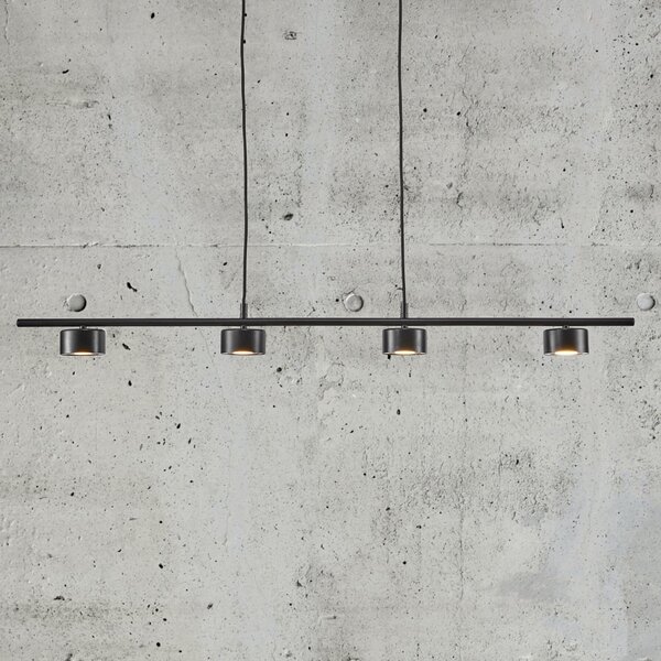 Nordlux LED висяща лампа „Clyde“, с четири лампи, черна, дължина 115 см, Затъмняване, Черен, Дневна/трапезария, Метал, Модерен