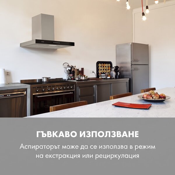 Klarstein Darya, абсорбатор, 60 см, 310 м³ / ч, неръждаема стомана, сребърен