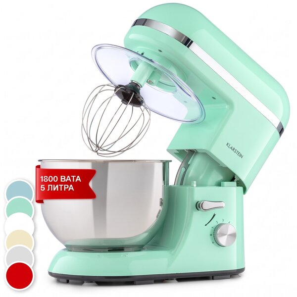 Klarstein Bella Elegance, кухненски робот, миксер, 1800 W, 1,7 к.с., 6 степени, 5 литра