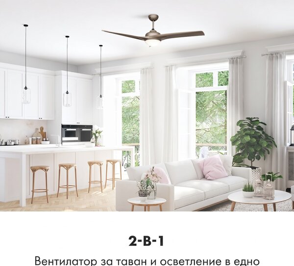 Klarstein FIGO вентилатор за таван 52" 55W лампа 2X42W дистанционно управление титан