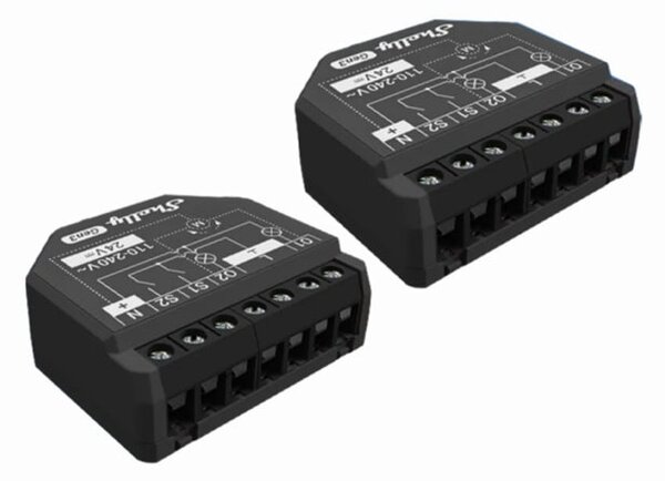 WiFi релета Shelly 2PM Gen3, за контакт, изисква неутрала, амперметър, Bluetooth, 2 броя, черни