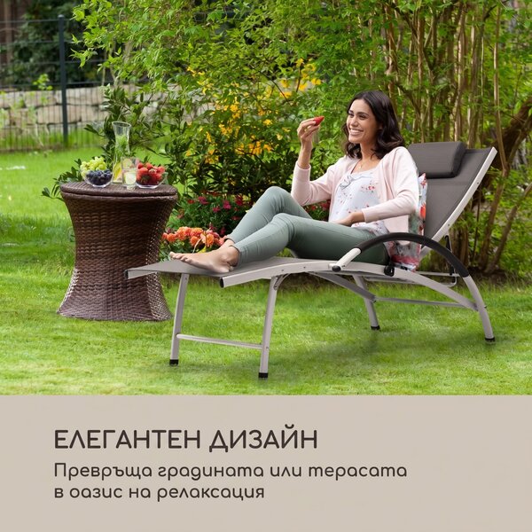 Blumfeldt Sun Valley, градински шезлонг, сгъваем, възглавница, сив