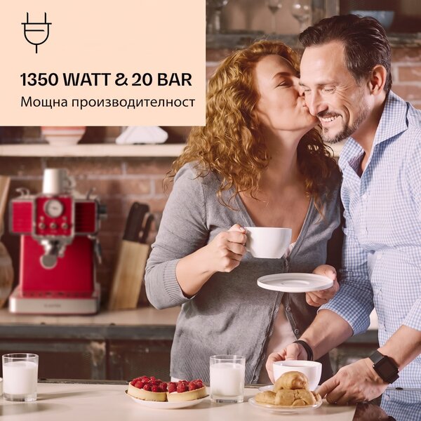 Klarstein Gusto Classico, еспресо машина, 1350 W, налягане 20 бара, резервоар за вода: 1,5 литра