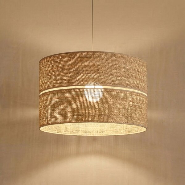 TK Lighting Висяща лампа Calma, 1-пламъчна, бежова, рафия, Ø 50 cm, E27, Затъмняване, Бежов, Дневна/трапезария, Други материали