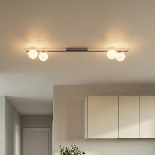 TK Lighting Таванна лампа Imelo, кафява, 4-пламъчна, стъкло, дължина 140 cm, Затъмняване, Кафяв / ръждив, спалня, Стъкло
