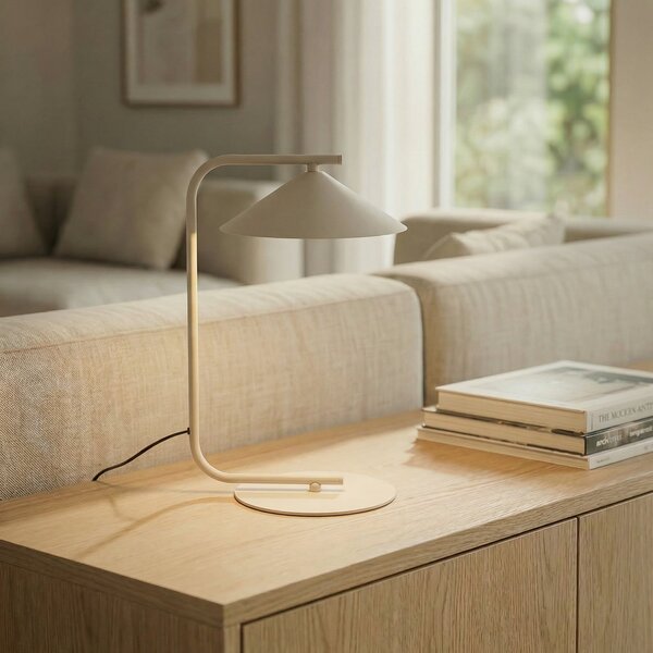 TK Lighting Настолна лампа Lume, кремава, метал, височина 42 cm, Бежов, спалня, Метал