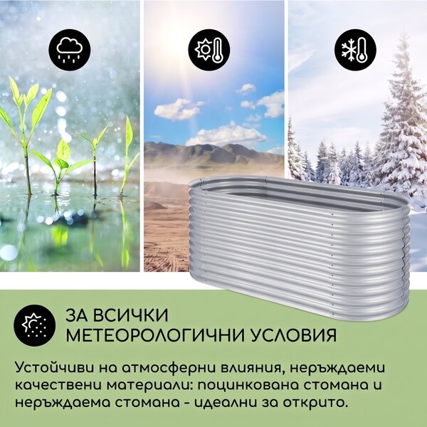 Blumfeldt High Grow, повдигнато легло, 2,0 м, поцинкован алуминий, сребрист
