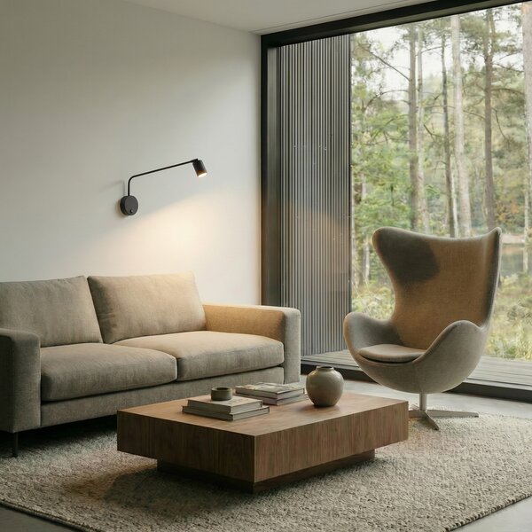 TK Lighting Стена лампа Nex, черна, метал, височина 27 cm, GU10, Затъмняване, Черен, Дневна/трапезария, Метал