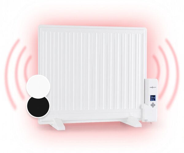 OneConcept Wallander, маслен радиатор, 600 W, термостат, маслено нагряване, ultra плосък дизайн, бял