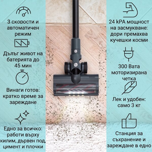 Klarstein LARMA, прахосмукачка, безжична, без торбичка, максимално време на работа 45 мин, LED