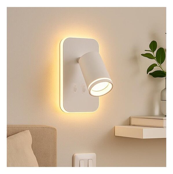 LED стенен насочващ аплик PIPE 1xGU10/10W/230V + LED/6W бял