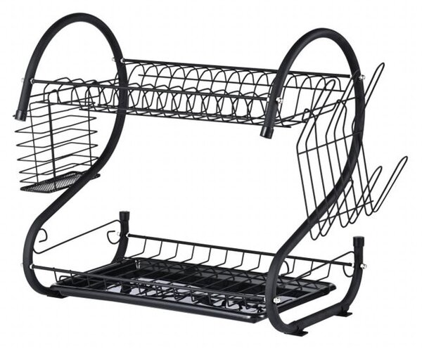 Сушилник за съдове Rosberg R53000H, 40 cm, метал и пластмаса, 2 нива, черен