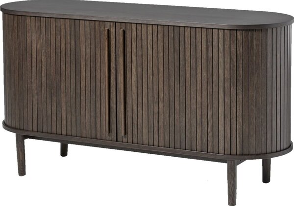 Кафяв скрин от декор от дъб с плъзгащи се врати 140x76x45 cm Meta – Unique Furniture