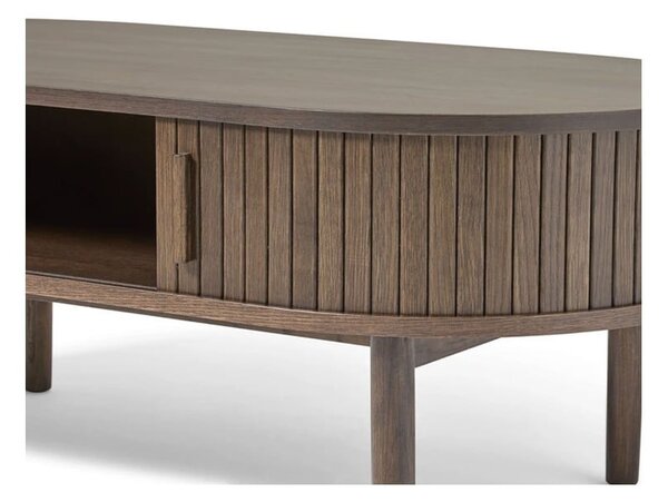 Масичка за кафе от декор от дъб в тъмно естествен цвят 60x120 cm Meta – Unique Furniture