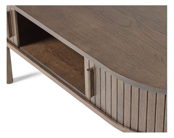 Масичка за кафе от декор от дъб в тъмно естествен цвят 60x120 cm Meta – Unique Furniture