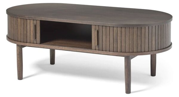 Масичка за кафе от декор от дъб в тъмно естествен цвят 60x120 cm Meta – Unique Furniture