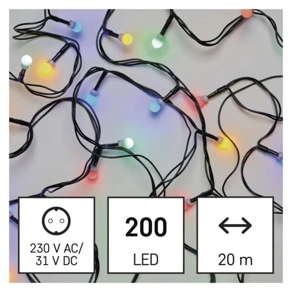 LED гирлянд 200xLED/8 режима 25m IP44 многоцветен