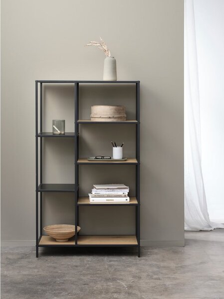Библиотека от декор от дъб в черен и естествен цвят 80x146x35 cm Altino – Unique Furniture