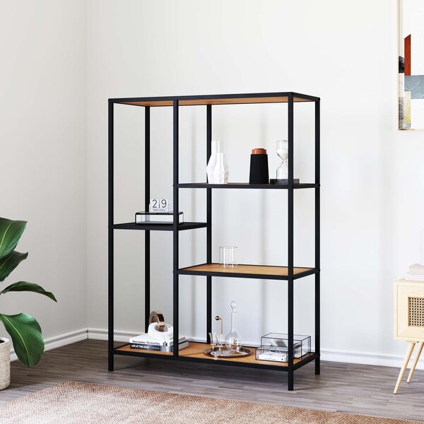 Библиотека от декор от дъб в черен и естествен цвят 80x112x35 cm Altino – Unique Furniture