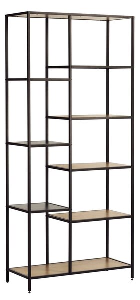 Библиотека от декор от дъб в черен и естествен цвят 80x180x35 cm Altino – Unique Furniture