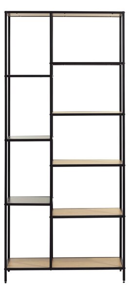 Библиотека от декор от дъб в черен и естествен цвят 80x180x35 cm Altino – Unique Furniture