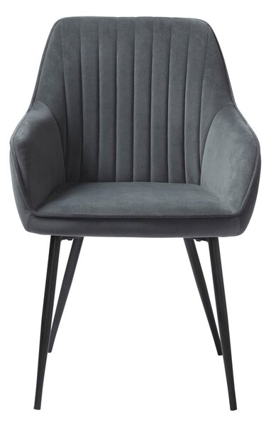 Сиви тапицирани трапезни столове в комплект с подлакътници 2 бр. Nolan Stripe – Unique Furniture