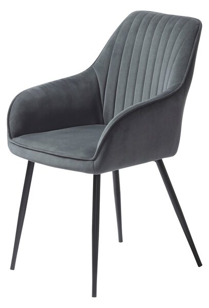 Сиви тапицирани трапезни столове в комплект с подлакътници 2 бр. Nolan Stripe – Unique Furniture