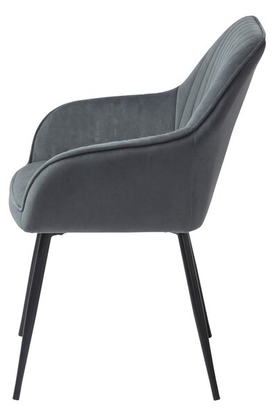 Сиви тапицирани трапезни столове в комплект с подлакътници 2 бр. Nolan Stripe – Unique Furniture