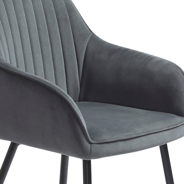 Сиви тапицирани трапезни столове в комплект с подлакътници 2 бр. Nolan Stripe – Unique Furniture