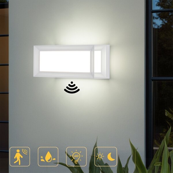 Brilagi - LED външна стенна лампа с сензор PARKER LED/12W/230V бяла IP44