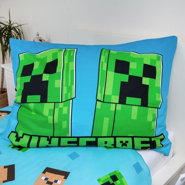 Единично памучно детско спално бельо със светещ ефект 140x200 cm Minecraft "Jungle Fight" – Jerry Fabrics