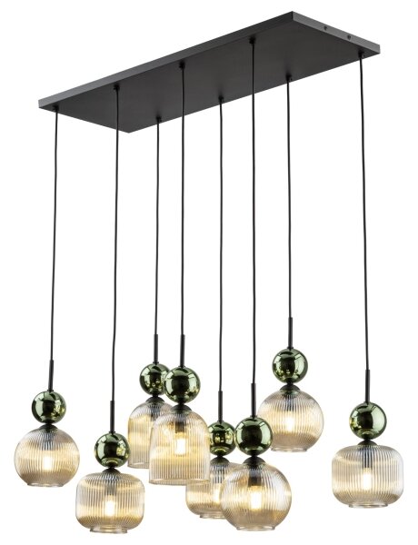 Полилей на кабел SOPHIA 8xE14/10W/230V черен/зелен/димно бежово