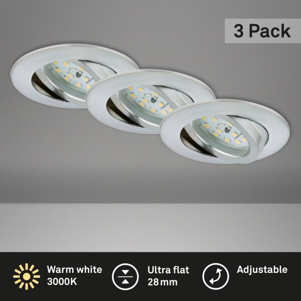 Briloner 7209-039 - Комплект от 3 LED вградени таванни осветителни тела за баня ATTACH LED/5W/230V IP23