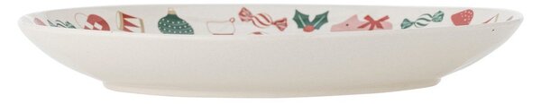 Кремава глинена чиния с коледен мотив за сервиране ø 28 cm Yule – Bloomingville