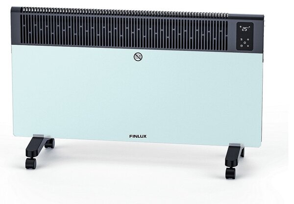 Конвектор Finlux FCH-3090 WGLS, 2000W, 2 степени на мощност, до 25 м2 отопляема площ, таймер, IP24 защита, син