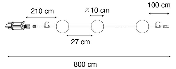 Модерна външна гирлянда 8m с LED 14 светлини - Malai