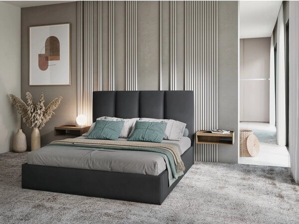 Тъмно сиво кадифено двойно легло , 180 x 200 cm Juniper - Mazzini Beds