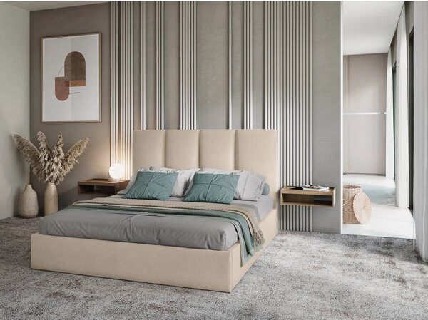 Бежово кадифено двойно легло , 160 x 200 cm Juniper - Mazzini Beds