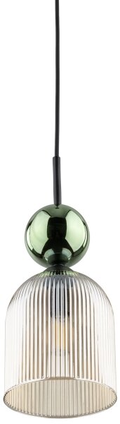 Полилей на кабел SOPHIA 1xE14/10W/230V черно/зелено/опушено бежово