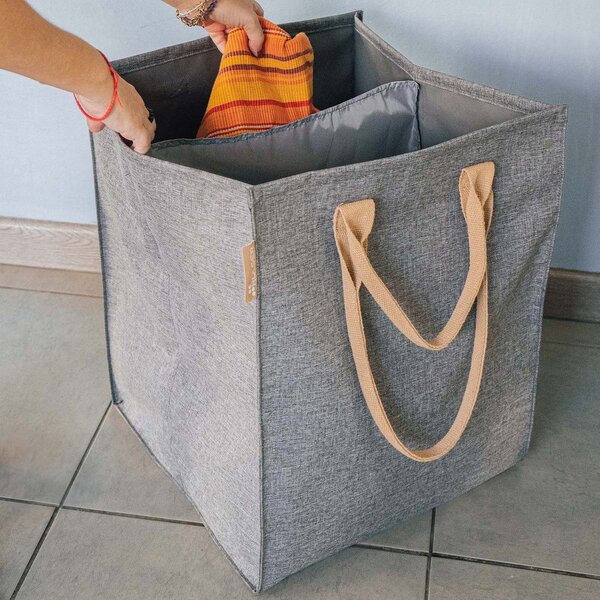 Сив текстилен кош за пране 71 l Laundry Hub Tweed duplo – Rolser