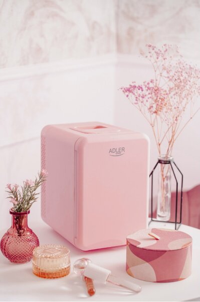 Хладилник мини Adler AD 8084p, 12V/220V, 32-42 W, 4 L, Отопление/Охлаждане, Розов