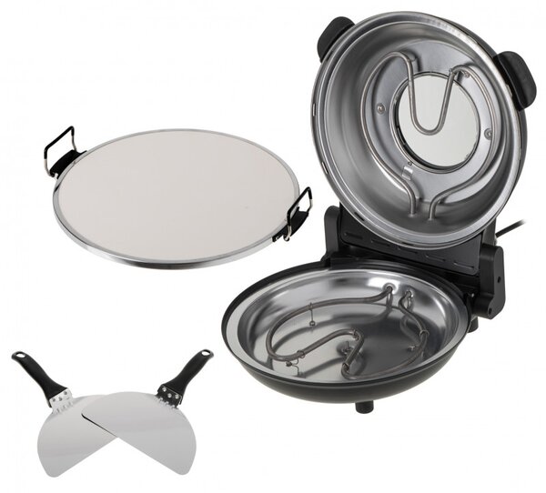 Електрическа фурна за пица Adler AD 6314, 1200W, 31.5 см, До 400C, 5 настройки на температурата, Таймер, Черен