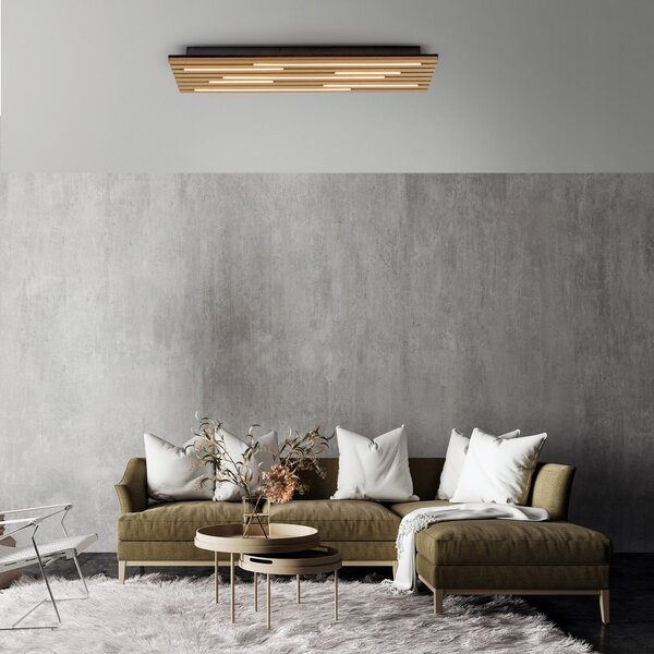 JUST LIGHT. GmbH LED таванна лампа „Акустика“, 80 x 30 см, естествено дърво, метал, Дърво, Дневна/трапезария, Дървесина, Модерен