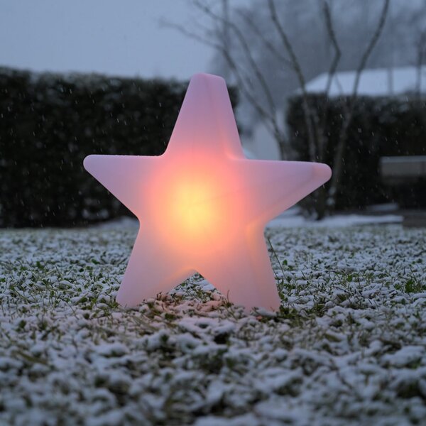 JUST LIGHT. GmbH LED декоративна лампа със зарядна батерия „Star“, височина 39,5 см, IP44, бяла,, Затъмняване, Бял, Дневна/трапезария, Пластмаса