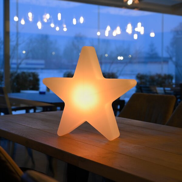 JUST LIGHT. GmbH LED декоративна лампа със зарядна батерия „Star“, височина 39,5 см, IP44, бяла,, Затъмняване, Бял, Дневна/трапезария, Пластмаса