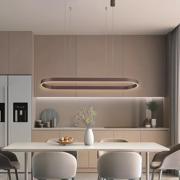 Lucande Smart LED висящо осветление Melinay, кафе, CCT, Tuya, Затъмняване, Кафяв / ръждив, Дневна/трапезария, Алуминий, Модерен