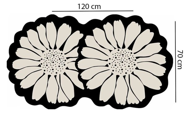 Черен/кремав килим за баня 70x120 cm Flor Extrana – Foutastic