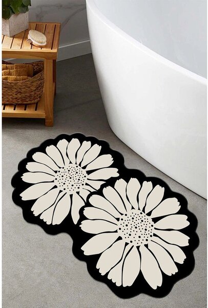 Черен/кремав килим за баня 70x120 cm Flor Extrana – Foutastic