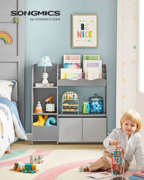 Рафт за съхранение на играчки Songmics Сив 93x30x100 см